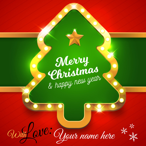 Merry Christmas and Happy New Year Greeting With Name