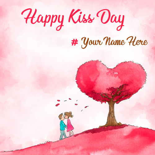 Romantic Couple Wishes Happy Kiss Day DP Pics With Name