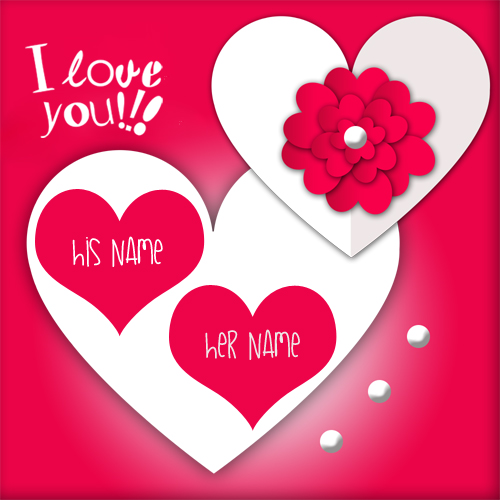 Hanging Red Love Heart I Love You Greeting With Name