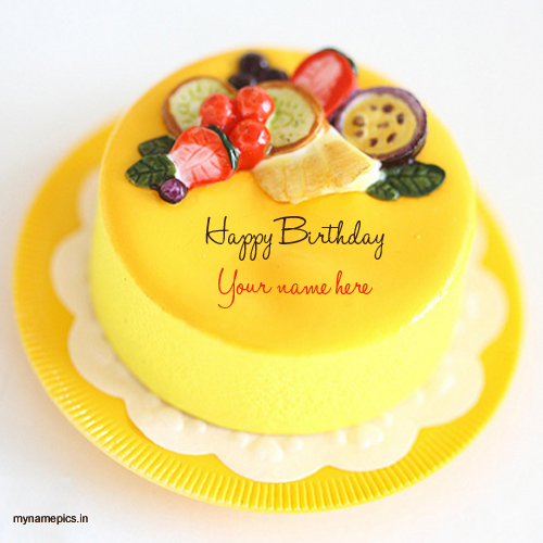 Write name on fruit birthday cake pics 