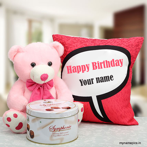 Write Name On Birthday Greeting Card With Cake Pic